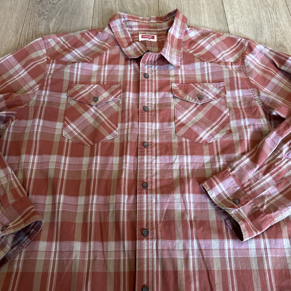 Wrangler Men's Long Sleeve Button Up Plaid Shirt Western Workwear 3XL